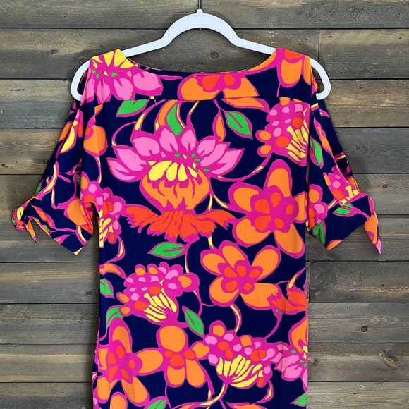 New Trina by Trina Turk Vinet Floral Jersey Split Sleeve Mini Dress Size Small - Picture 4 of 15